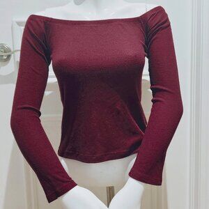 BUY 1 GET 1 FREE- Revamped Maroon off shoulder Ballerina Long Sleeved Top